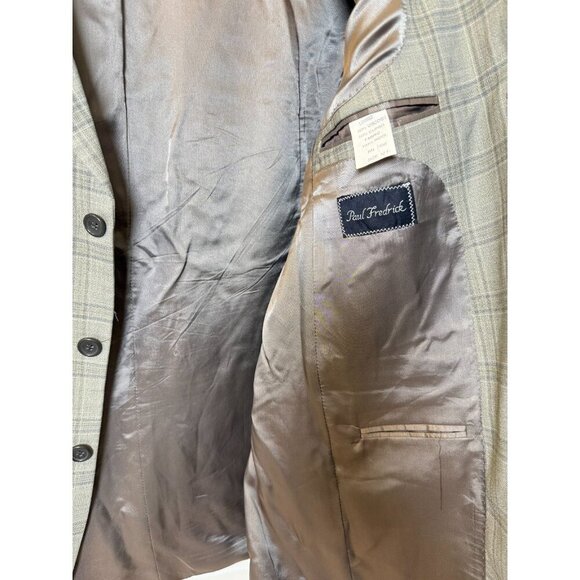 Paul Frederick Grey & Blue Plaid Men's Wool Sport Jacket Size 42R - Picture 10 of 12